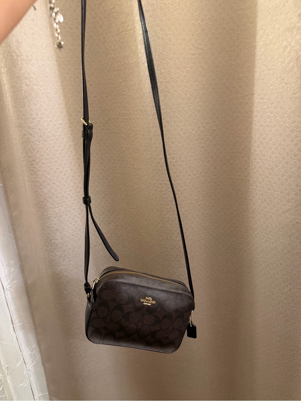 Coach Brown Monogram Crossbody with Black Strap - Picture 2 of 7